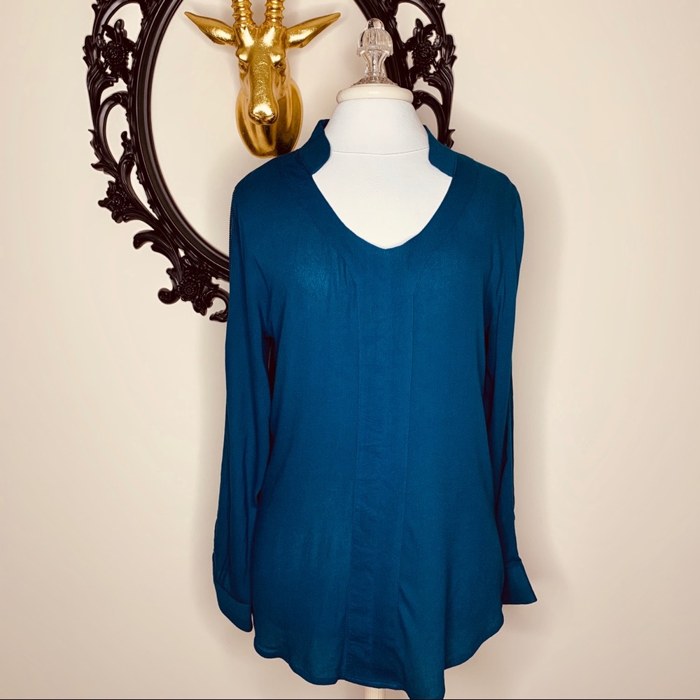 Simply Noelle Dark Teal Long Sleeves Blouse